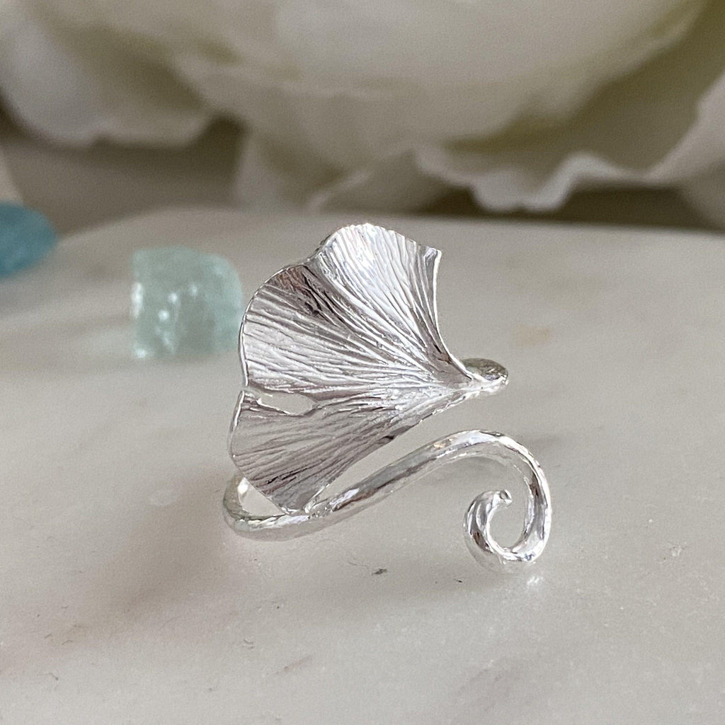 Silver Ginko Leaf Ring