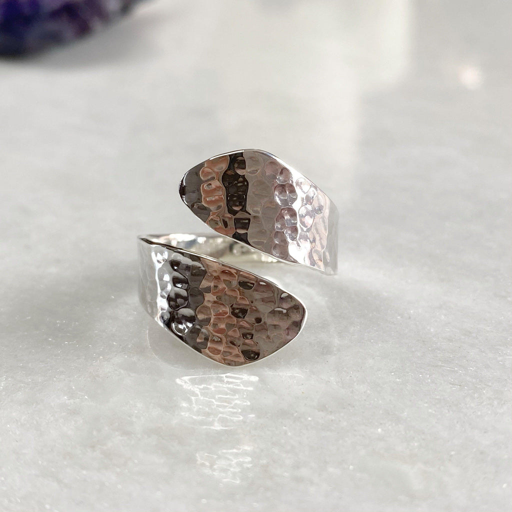 Silver Hammered Wrap Around Ring