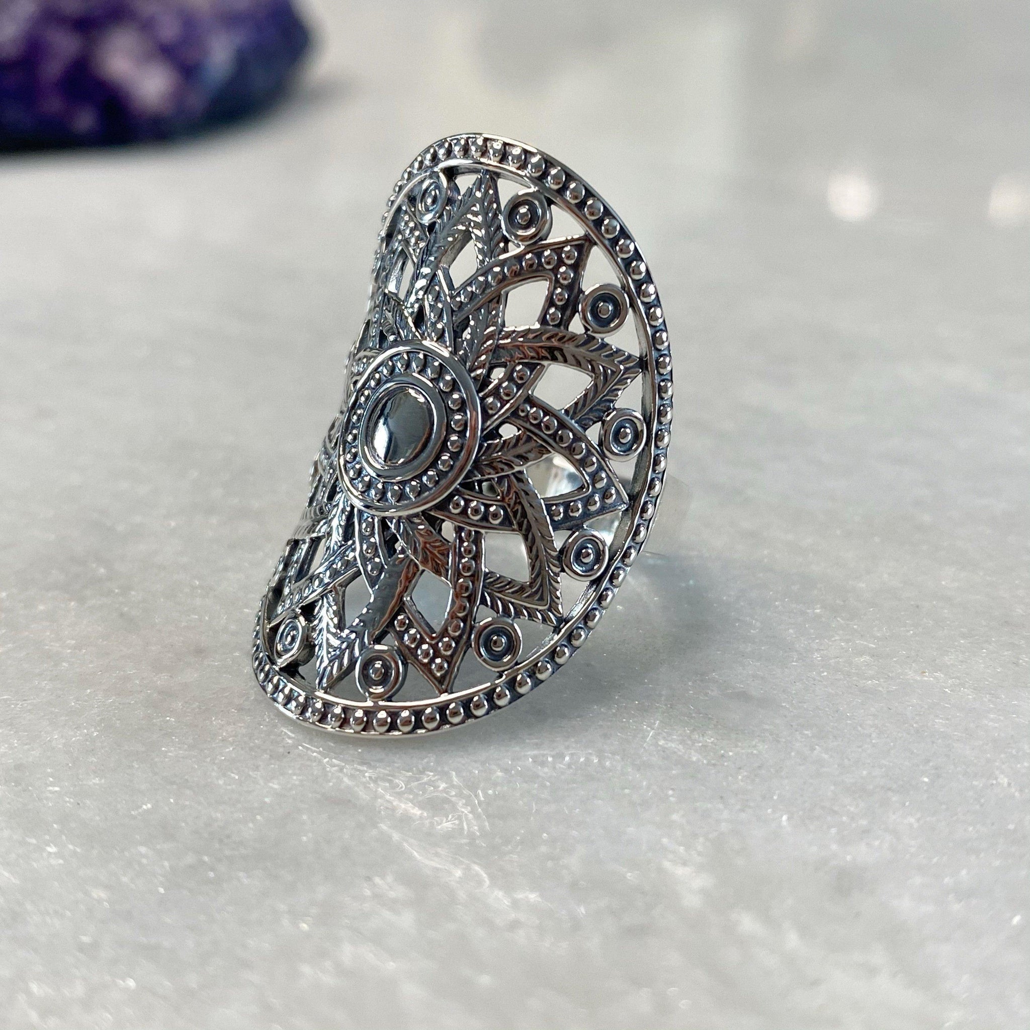 Silver Mandala Symbol Ring