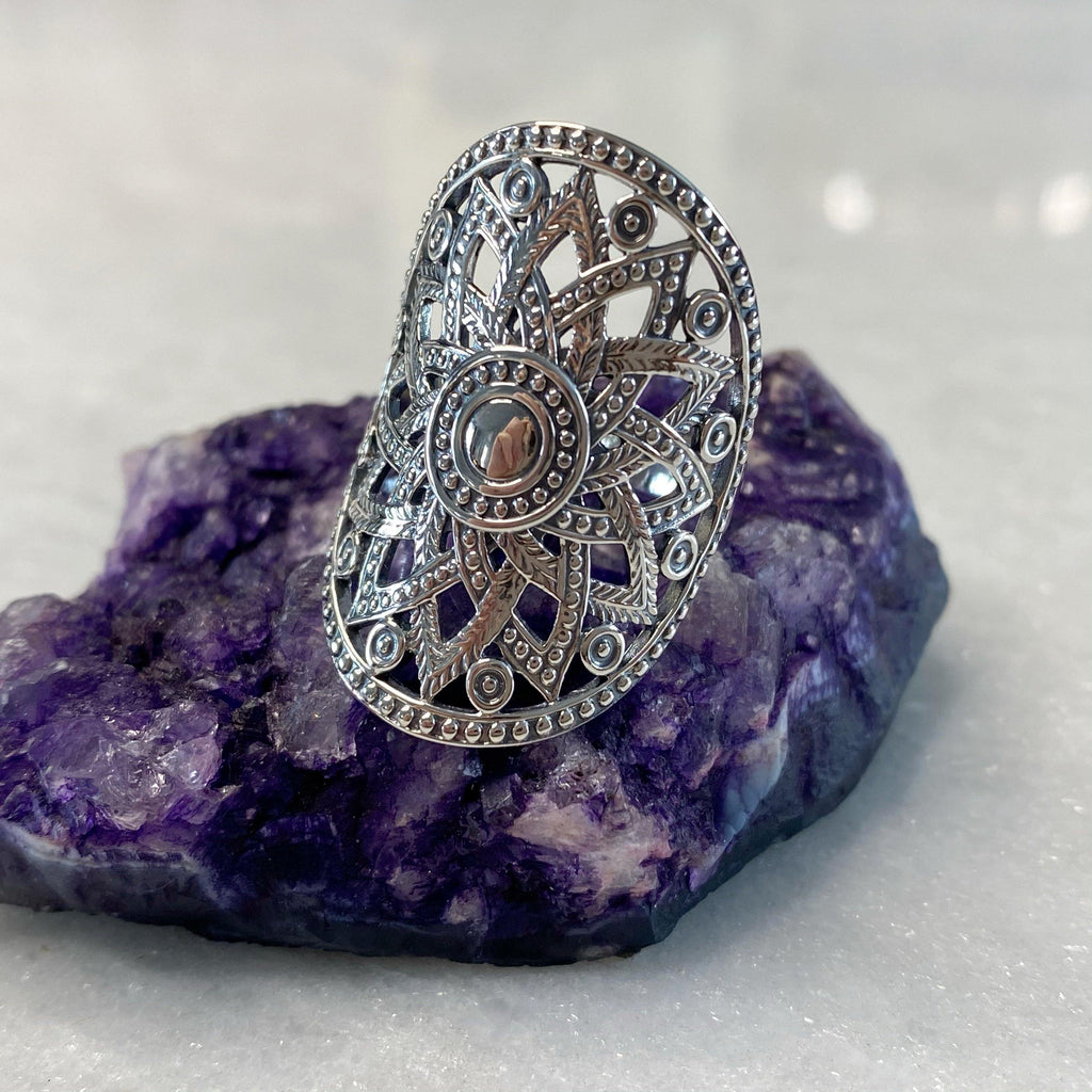 Silver Mandala Symbol Ring -NEW