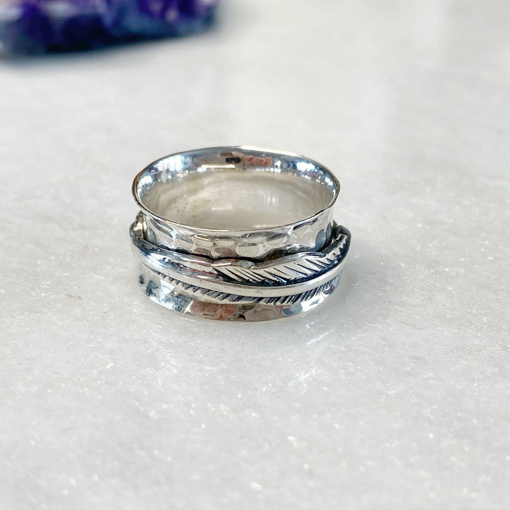 Silver Spinner Ring - Sterling Silver Feather Spinner Ring