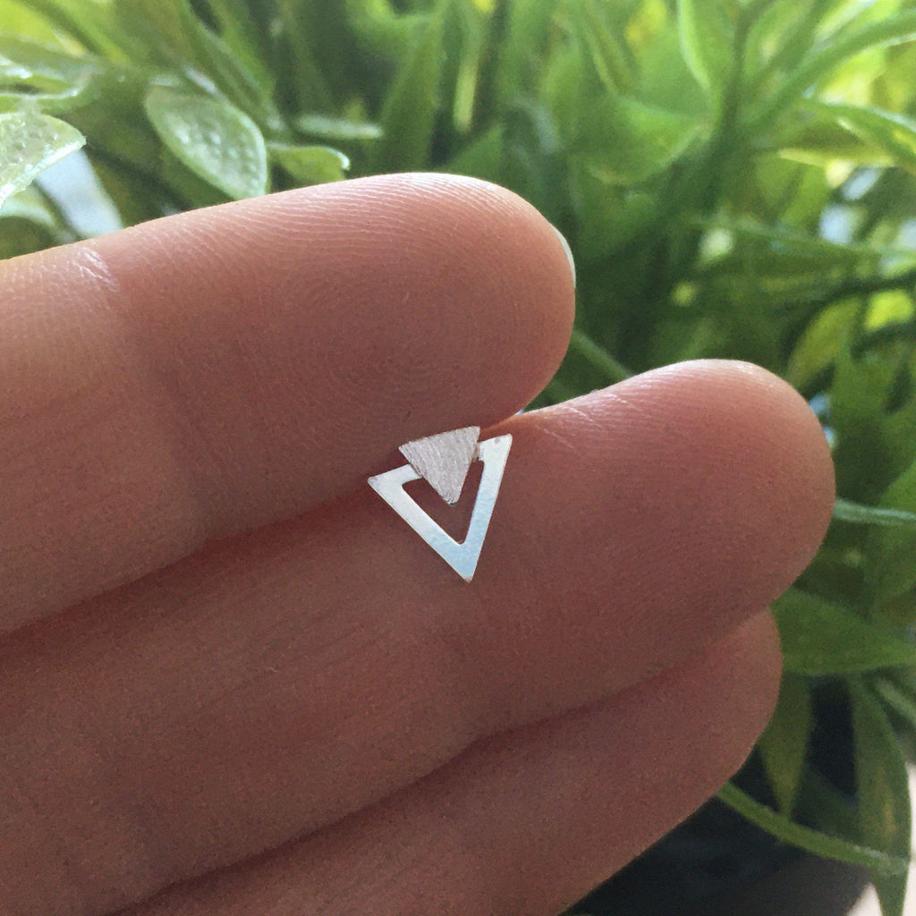 Silver Triangle EarringsTriangle Silver Earrings | Geometric Stud Earrings | E & E