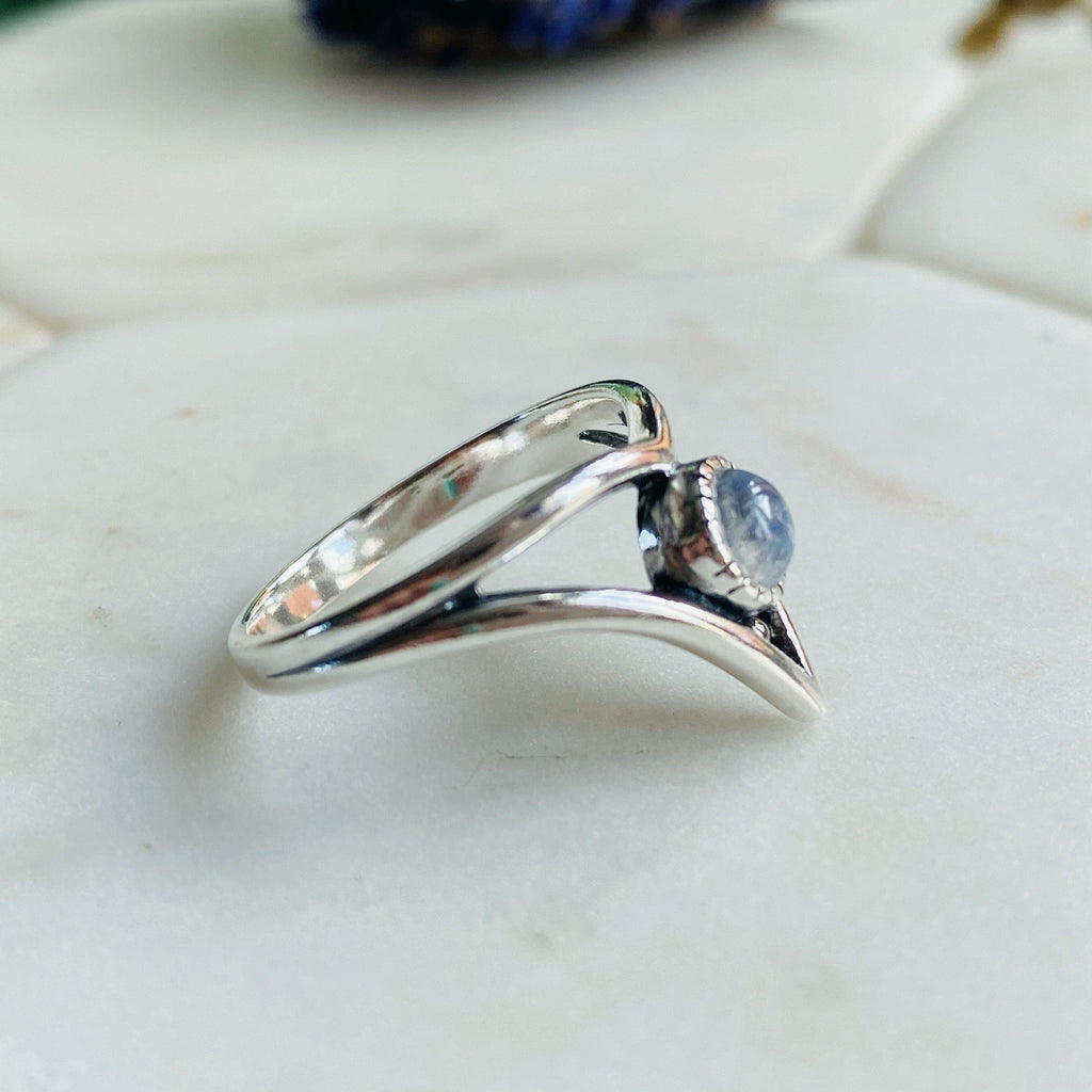 Silver Wishbone Moonstone Ring