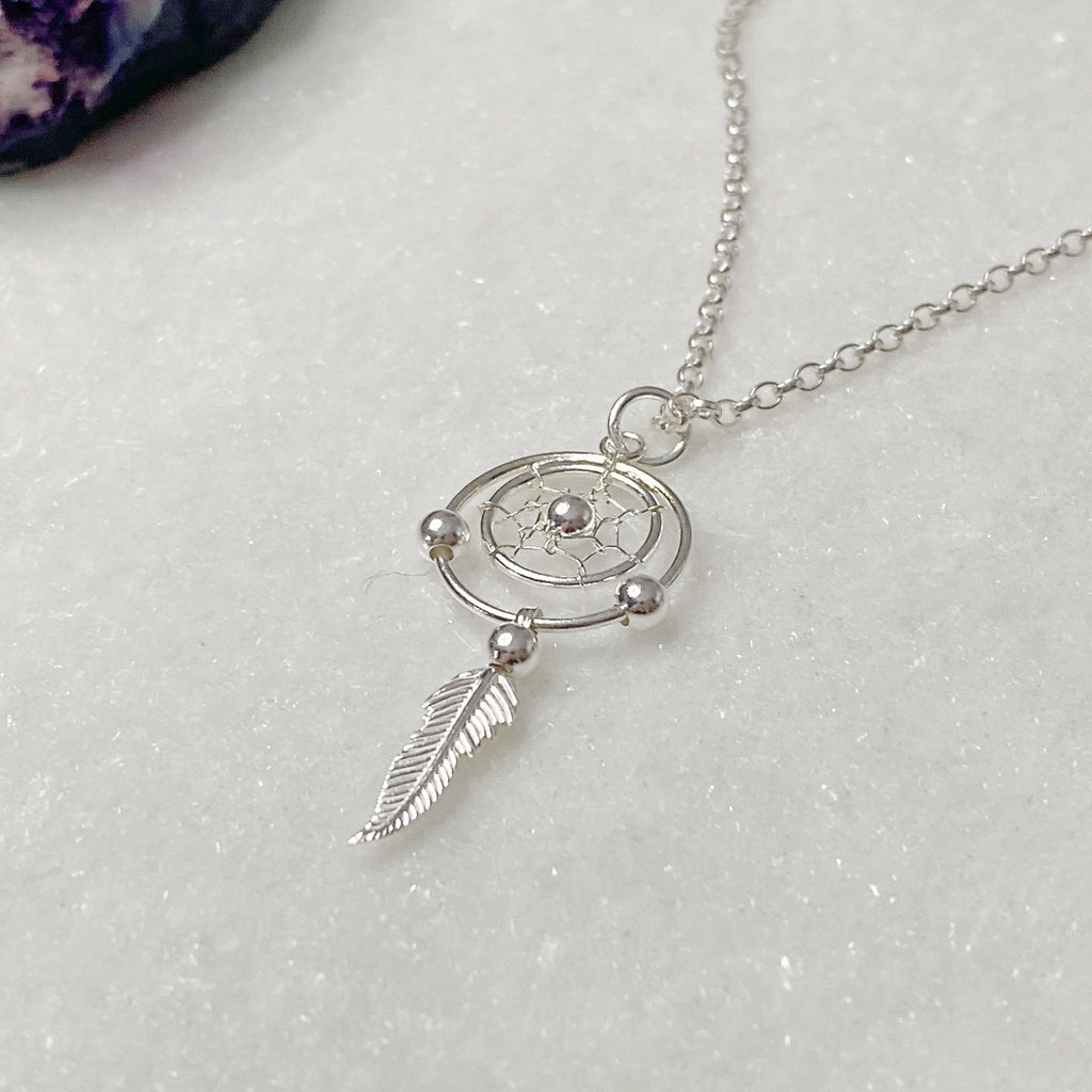 Minimalist Dream Catcher Sterling Silver Necklace | Handmade Necklaces