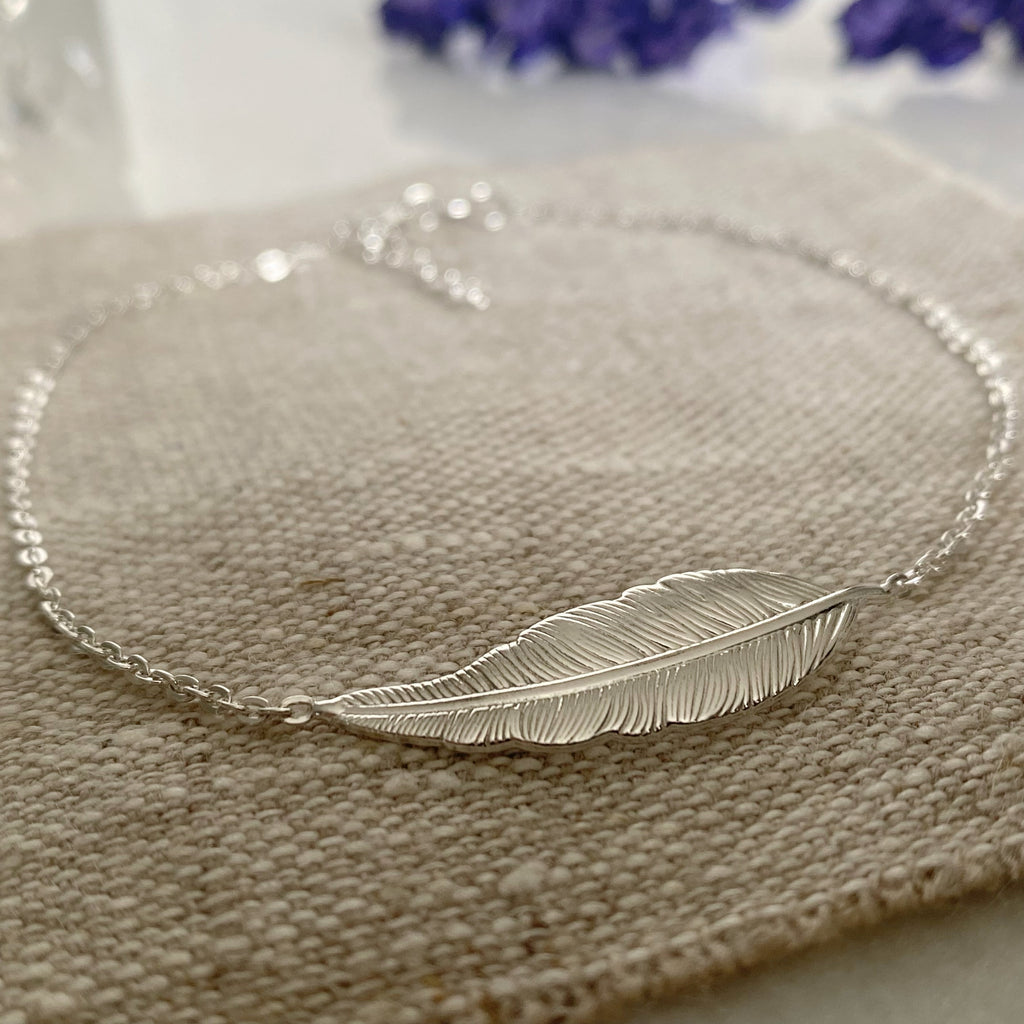 Sterling Silver Feather Anklet | Summer Festival Jewellery