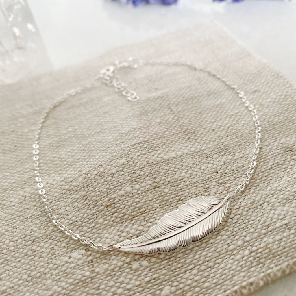 Sterling Silver Feather Anklet | Summer Festival Jewellery