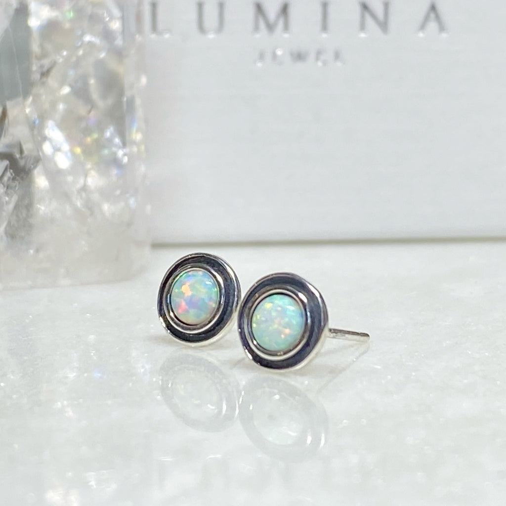 Mia Opal Earrings | Sterling Silver Dainty Opal Ring