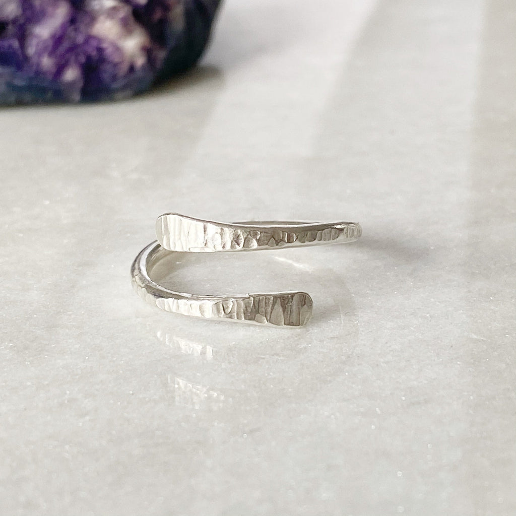 Open Crossover Sterling Silver Thumb Ring -Textured Design