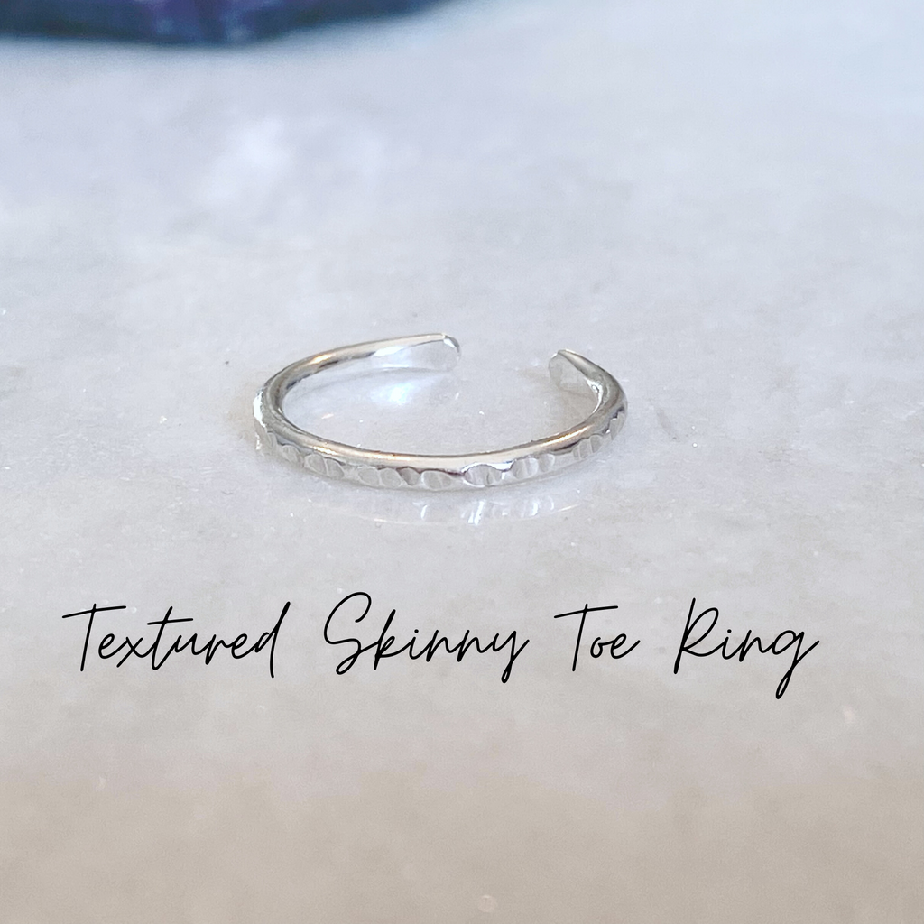Dainty Hammered Silver Toe Ring  | Sterling Silver Toe Rings