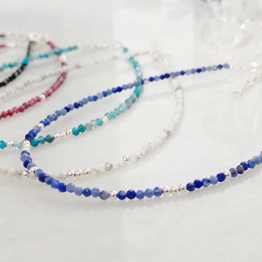 Blue Sodalite Gemstone Anklet | Sterling silver Anklets