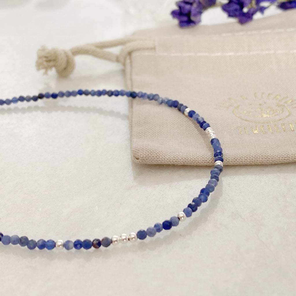 Blue Sodalite Gemstone Anklet | Sterling silver Anklets
