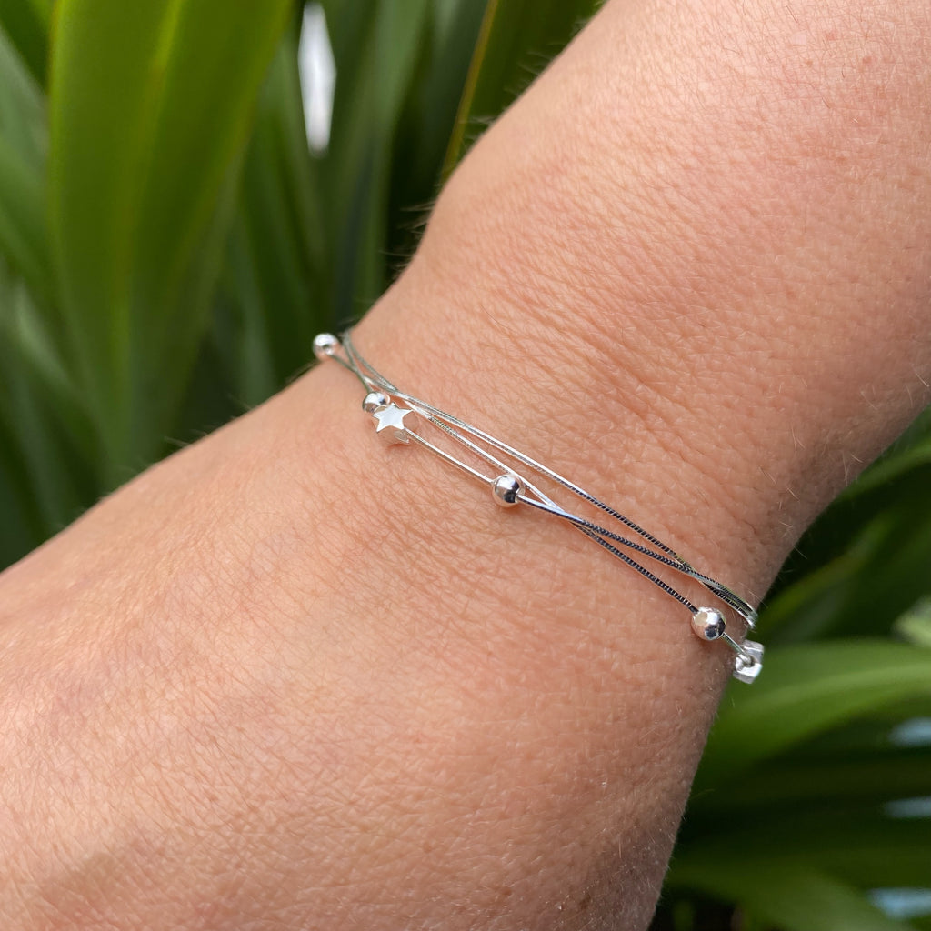 Layered Silver Star Bracelet | Sterling Silver Layered Bracelet