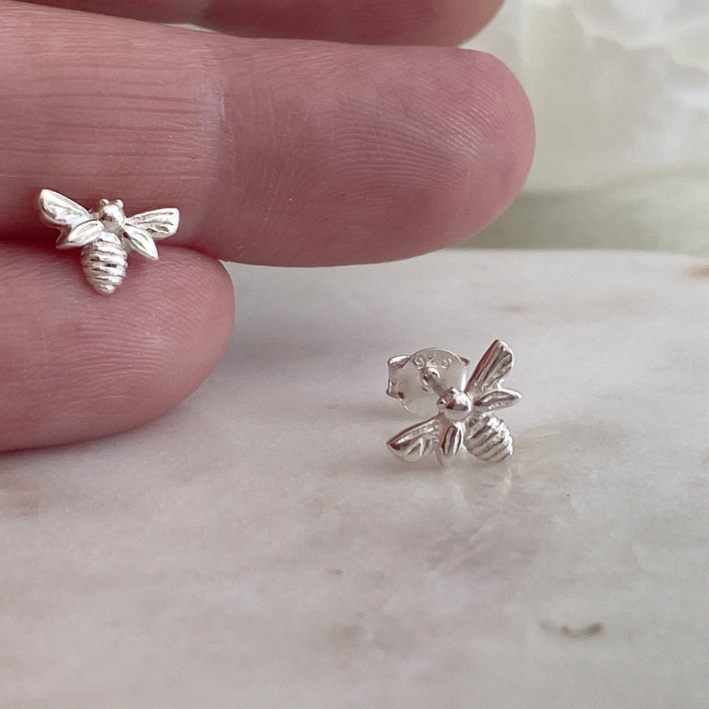Tiny Silver Bee StudsTiny Silver Bee Studs | Sterling Silver Bumble Bee Earrings