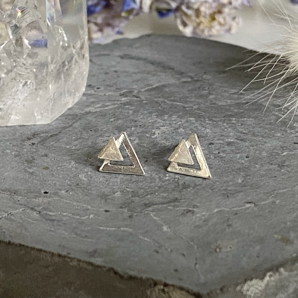 Triangle Silver Earrings | Geometric Stud Earrings | E & E