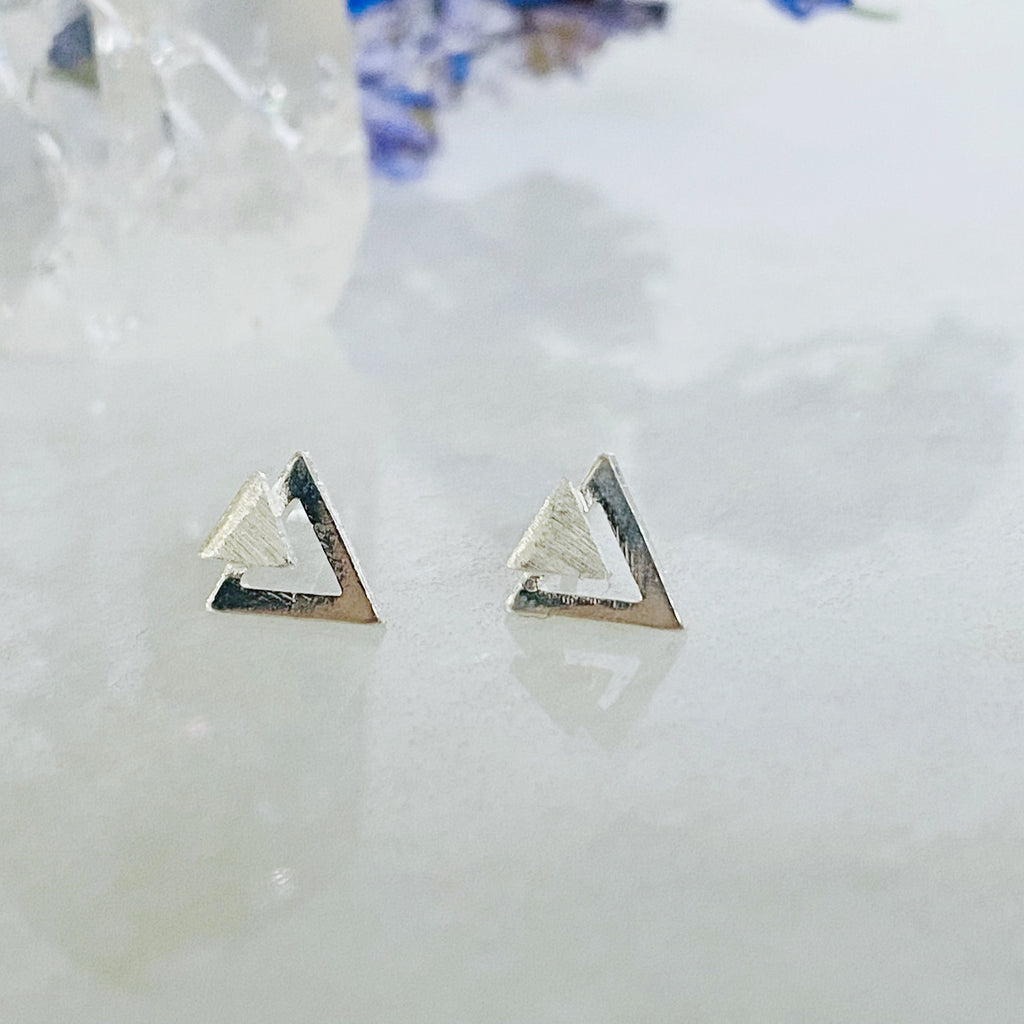Triangle Silver Earrings | Geometric Stud Earrings | E & E
