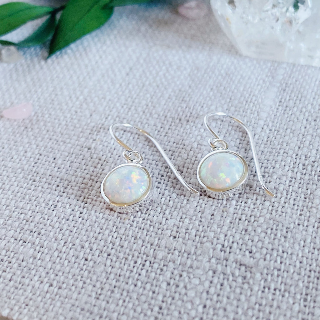White Rainbow Opal Drop Earrings | Silver Opal Earrings